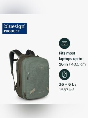 New Osprey Transporter 26+6 Travel Pack pine leaf Green travel backpack carry on